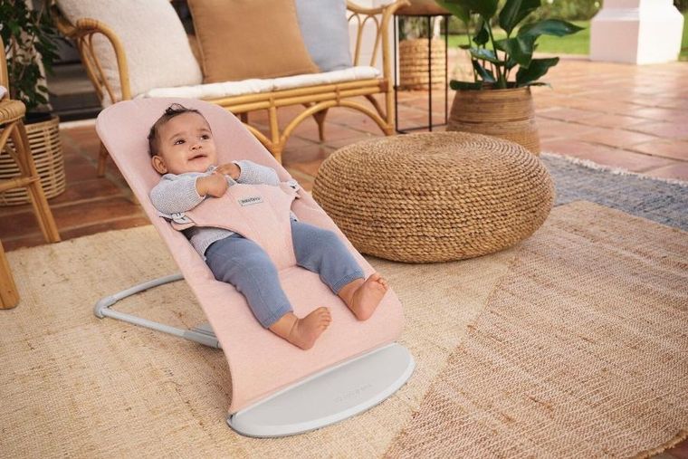 BabyBjörn, Bliss Woven, leżaczek, jasny róż, melanż