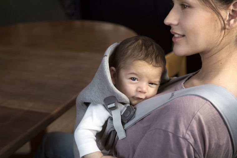 BabyBjörn, Mini 3D Jersey, nosidełko, jasny szary