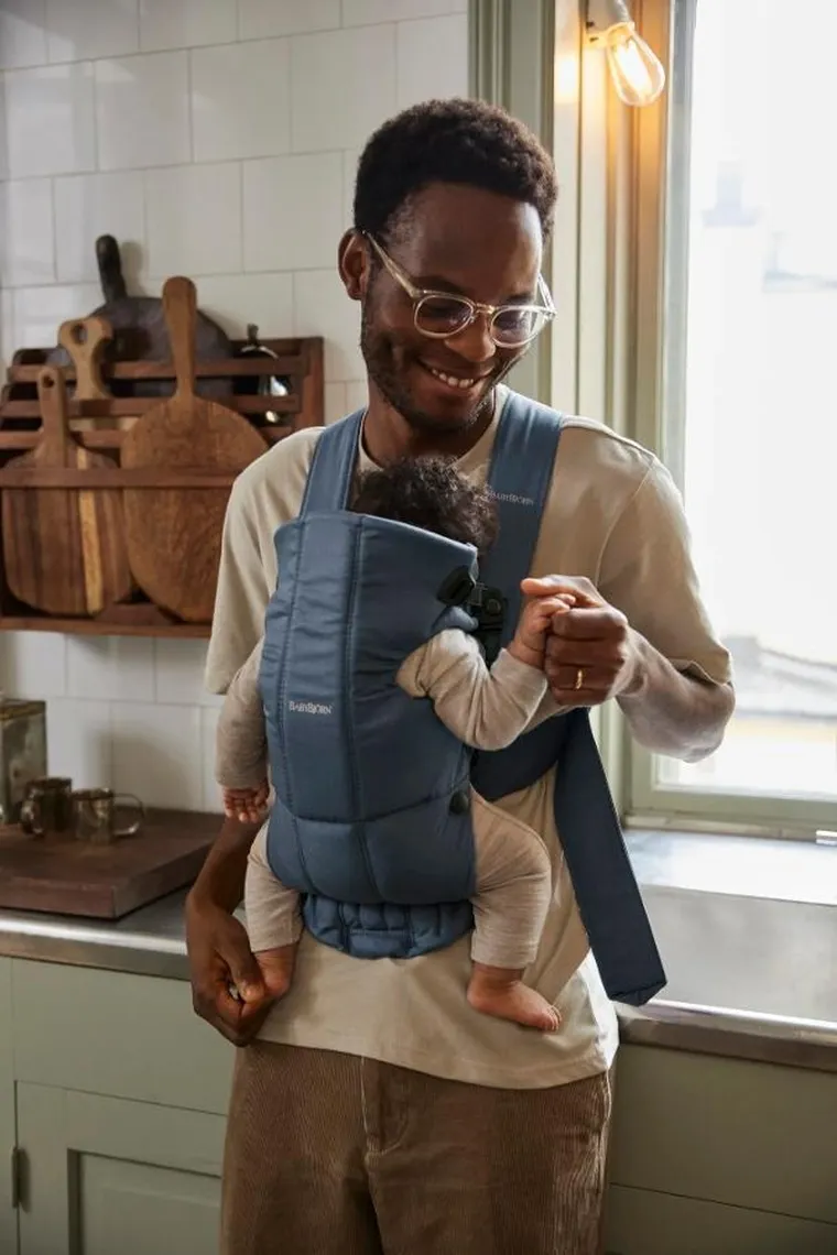 BabyBjörn, Mini woven, nosidełko, Vintage Indigo, niebieski