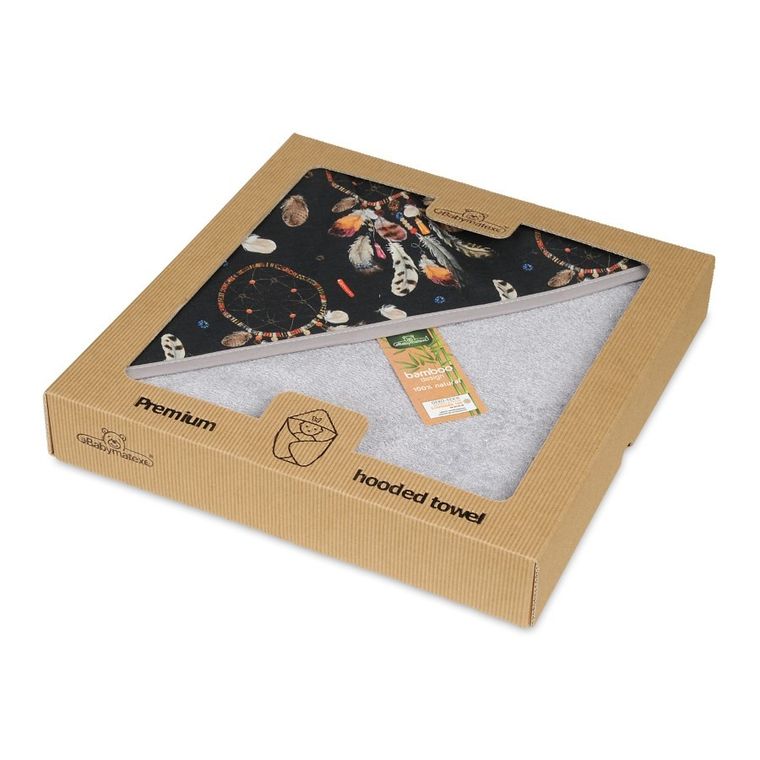 BabyMatex, Bamboo Design, Łapacze Snów, okrycie kąpielowe, szare, 100-100 cm