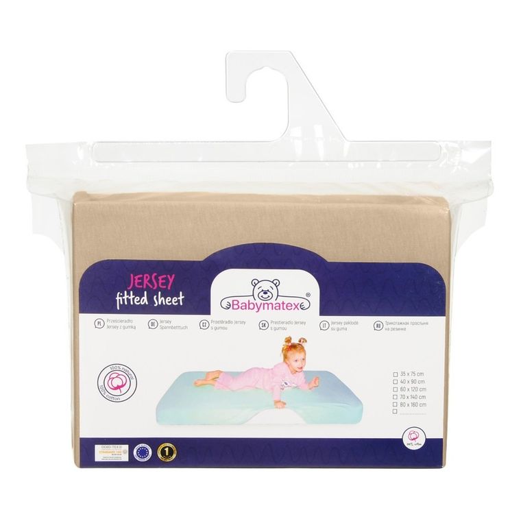 BabyMatex, prześcieradło z gumką, jersey, beżowe, 70-140 cm