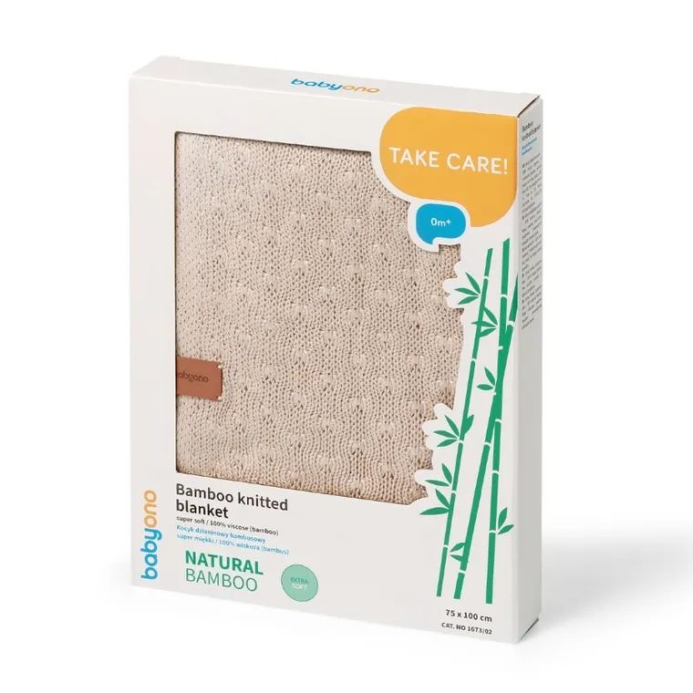 BabyOno, kocyk bambusowy, jasny beż, 75-100 cm