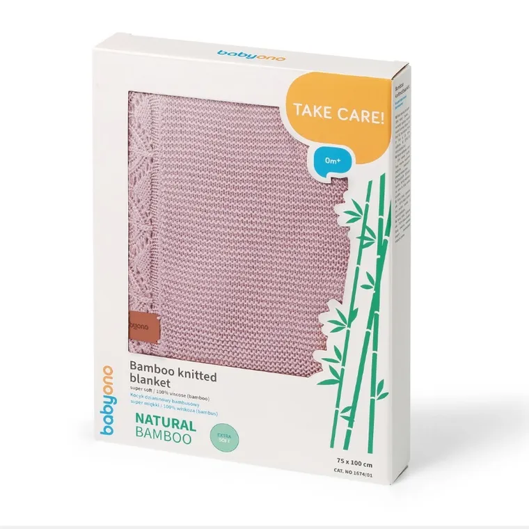 BabyOno, kocyk bambusowy, różowy, 75-100 cm