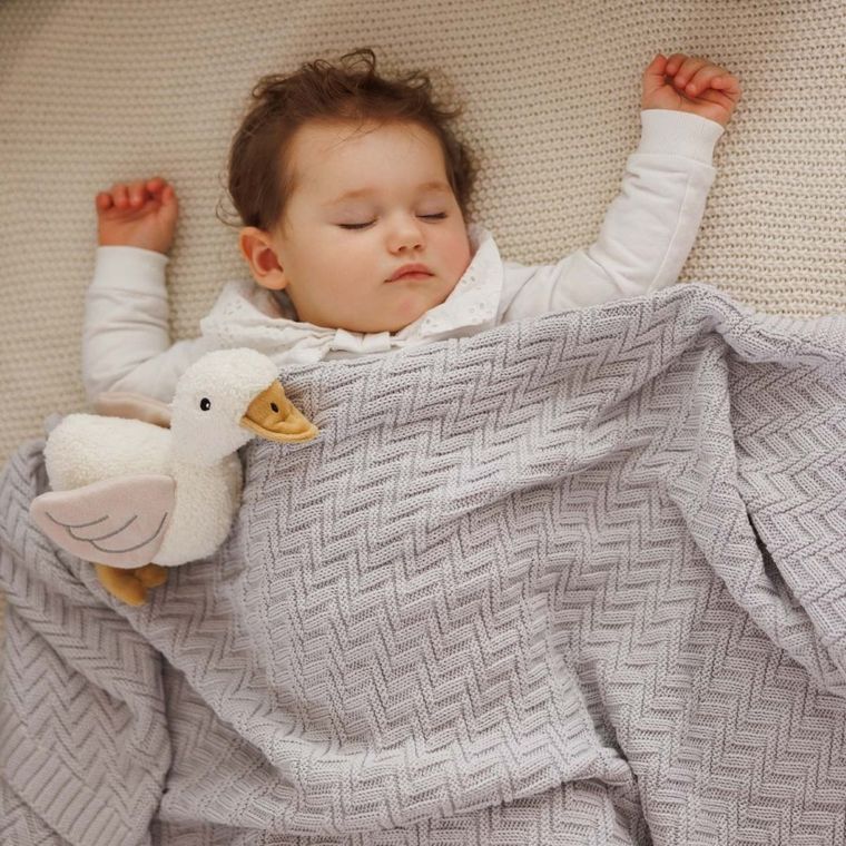 BabyOno, kocyk dzianinowy, bawełniany, szary