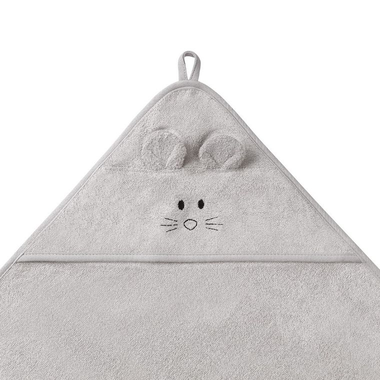 BabyOno, okrycie kąpielowe, bambusowe z kapturkiem, szare, 100-100 cm
