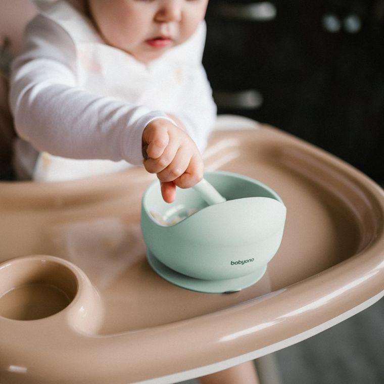 BabyOno, silikonowa miseczka z przyssawką, miętowa