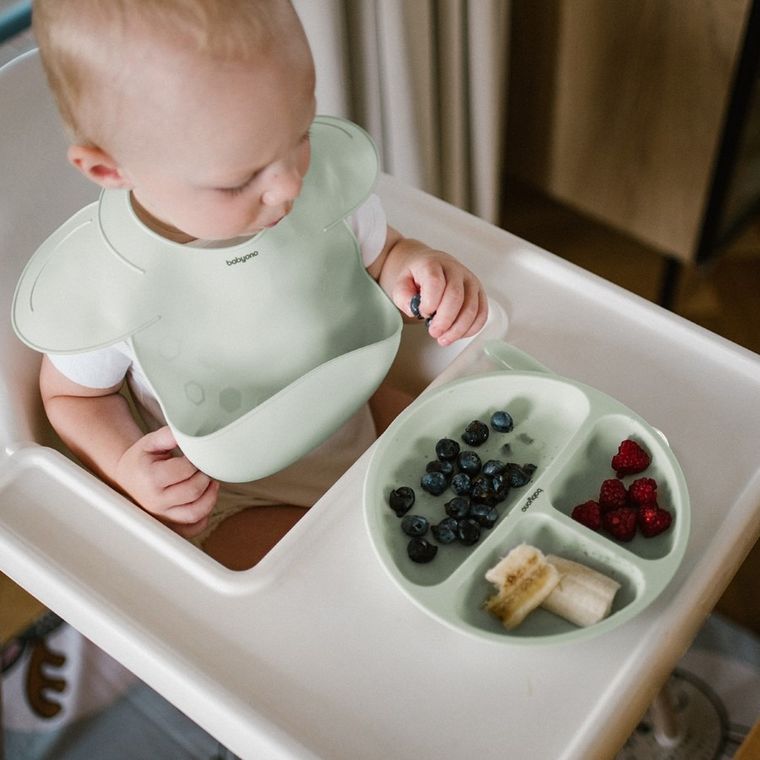 BabyOno, silikonowy talerzyk z przyssawką, miętowy