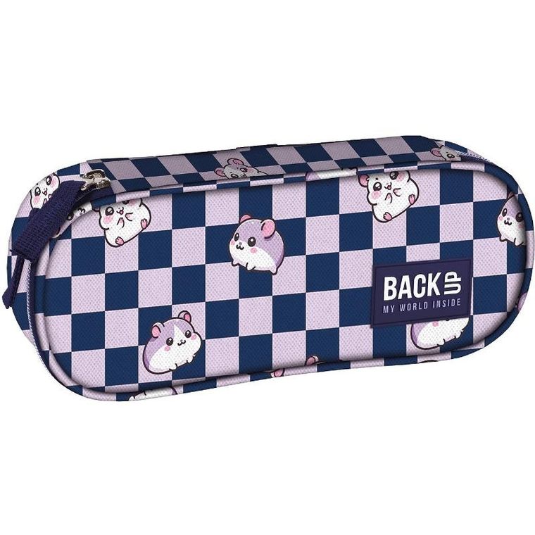 BackUp, piórnik, owalny, Chomiczki Szachownica