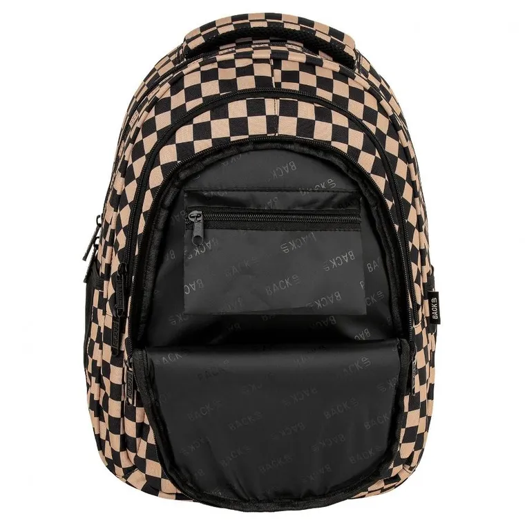 BackUp, plecak szkolny, 3-komorowy, Szachownica beż