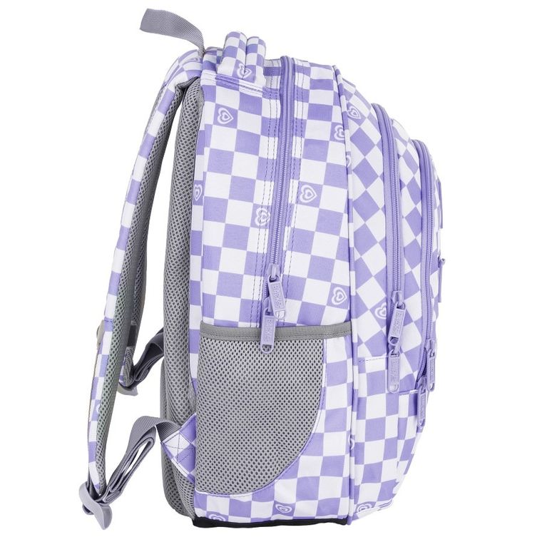 BackUp, plecak szkolny, 3-komorowy, Szachownica Fiolet