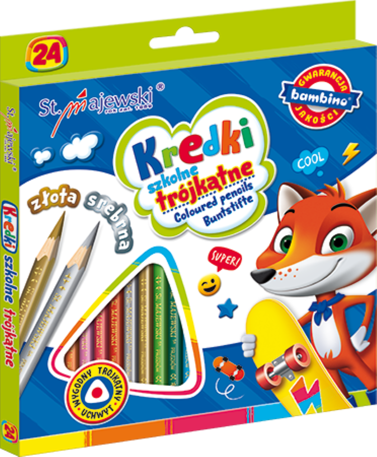 Bambino, kredki ołówkowe, trójkątne, 24 kolory