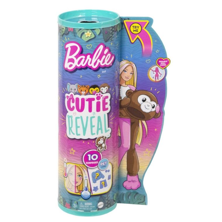 Barbie, Cutie Reveal, Małpka, lalka z serii Dżungla