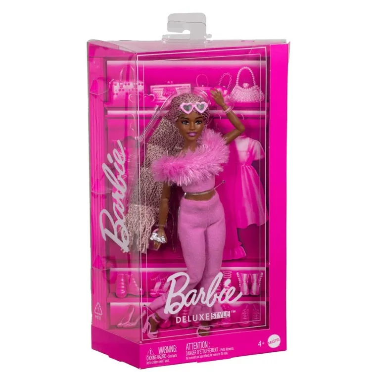 Barbie, Deluxe Style, różowe boa, lalka