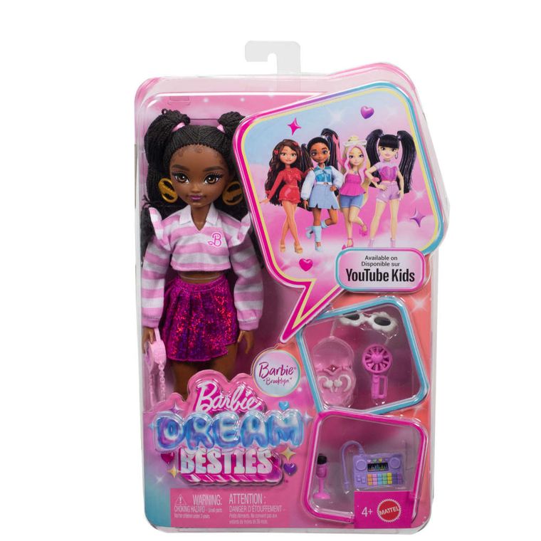 Barbie, Dream Besties, brunetka w różowej spódniczce, lalka i akcesoria