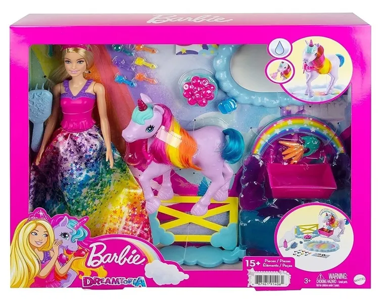 Barbie, Dreamtopia, Księżniczka i jednorożec, zestaw z lalką i akcesoriami