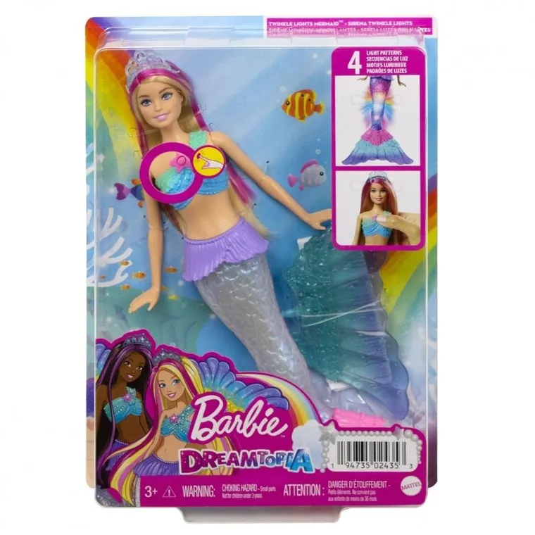 Barbie, Dreamtopia, syrenka ze światełkami, lalka