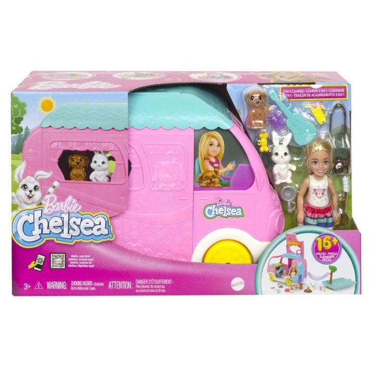 Barbie, Kamper Chelsea, zestaw z lalką i akcesoriami