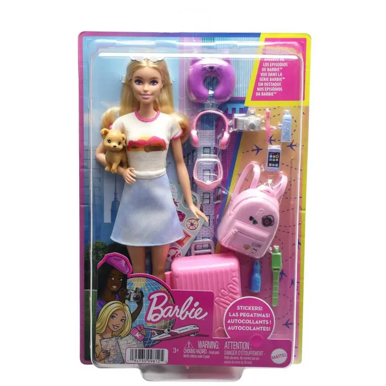 Barbie, Malibu w podróży, zestaw z lalką i akcesoriami