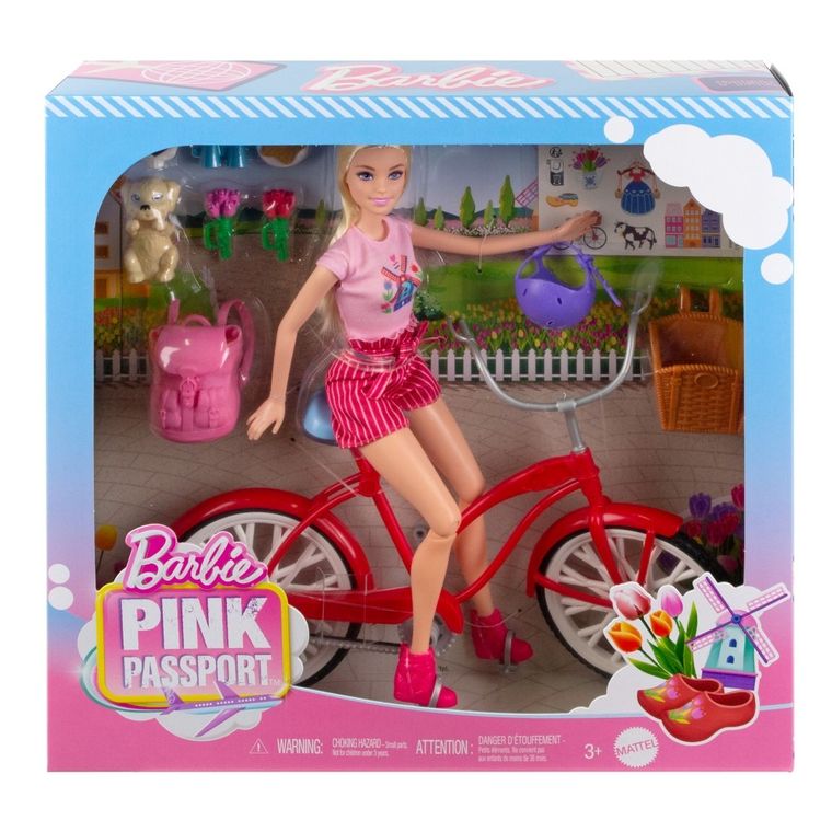 Barbie, Różowy paszport, Przygody w Holandii, zestaw z lalką i akcesoriami