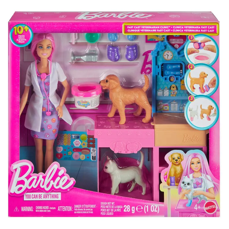 Barbie, U weterynarza - Gips dla zwierzaczków, zestaw do zabawy z lalką