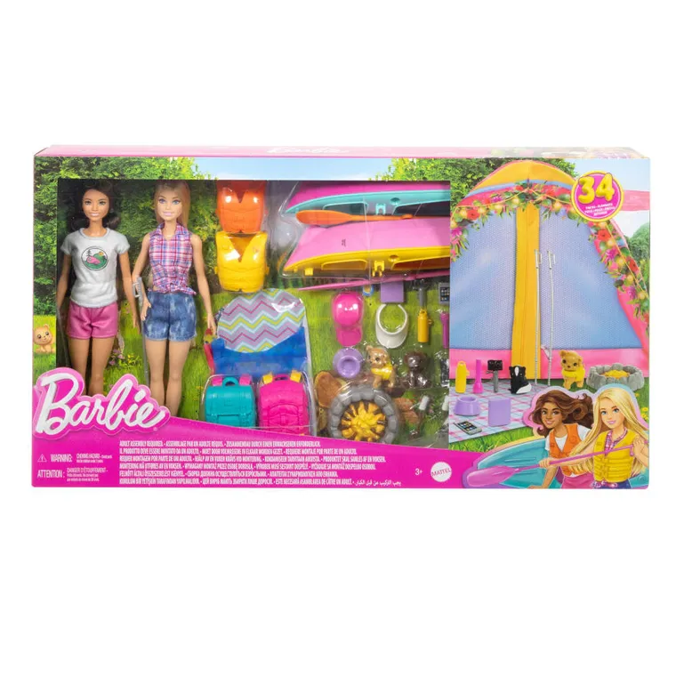 Barbie, Wielki biwak, zestaw z 2 lalkami i akcesoriami