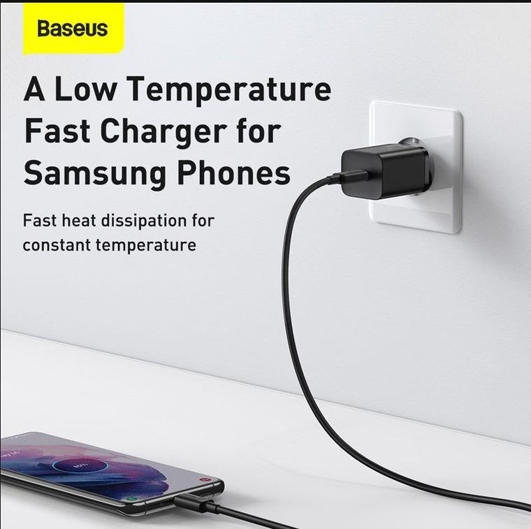Baseus, ładowarka sieciowa z kablem USB-c do USB-c Tzccsup-l01 Super Si 1c 25w, czarna