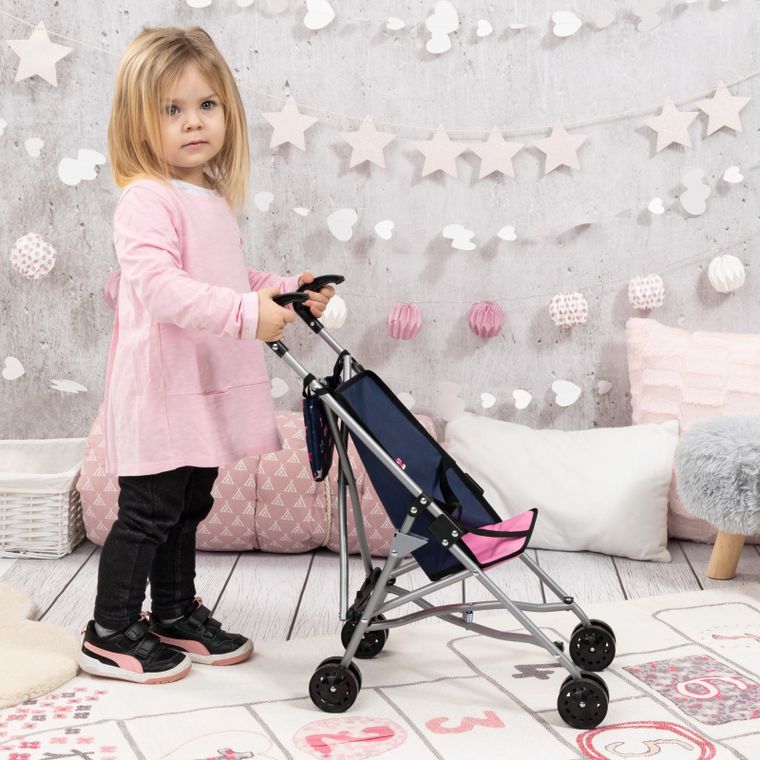 Bayer Design, Buggy, wózek spacerówka dla lalek z torbą, niebieski