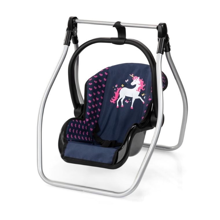 Bayer Design, Buggy, wózek spacerówka dla lalek, zestaw z kołyską, matą, torbą i akcesoriami, granatowo-różowy