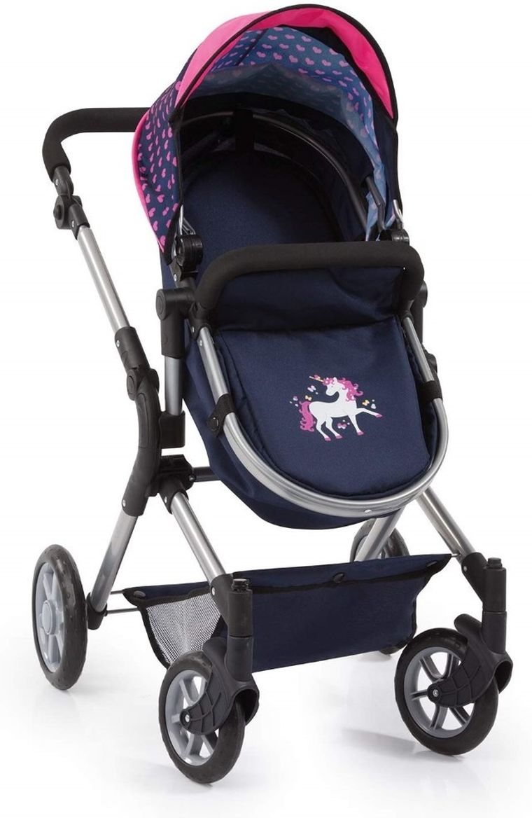 Bayer Design, City Neo, głęboki wózek dla lalek, granatowo-różowy