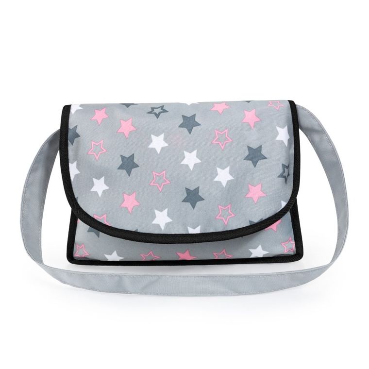 Bayer Design, Cosy, głęboki wózek dla lalek, zestaw z torbą i krzesełkiem, szary w gwiazdki