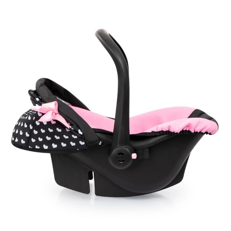 Bayer Design, Deluxe, fotelik samochodowy dla lalek z baldachimem, czarno-różowy