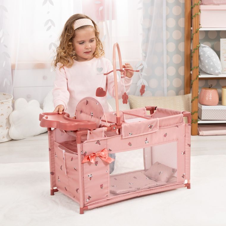 Bayer Design, łóżko turystyczne dla lalek z karuzelą, różowe