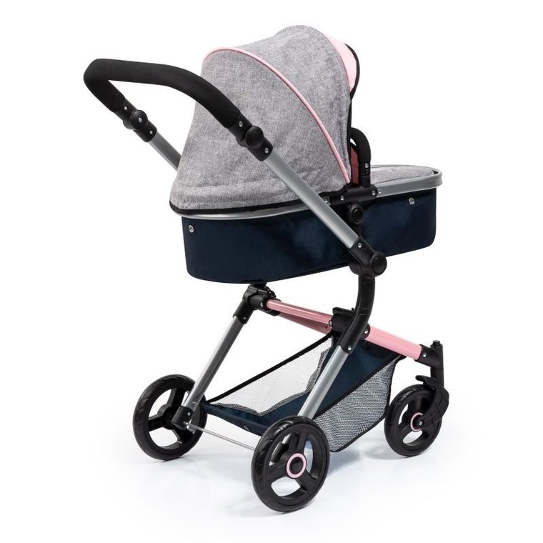 Bayer Design, Neo Vario Combi, głęboki wózek dla lalek z torbą, szary-granat-róż