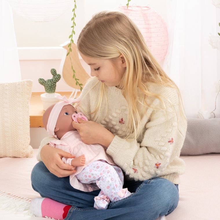 Bayer Design, Reborn, lalka bobas z butelką i smoczkiem, 38 cm