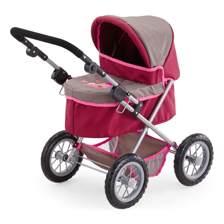 Bayer Design, Trendy, głęboki wózek dla lalek z torbą, bordowy