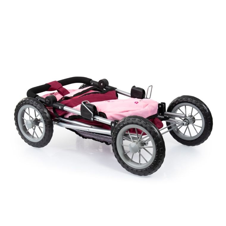 Bayer Design, Trendy, głęboki wózek dla lalek z torbą, czerwono-różowy