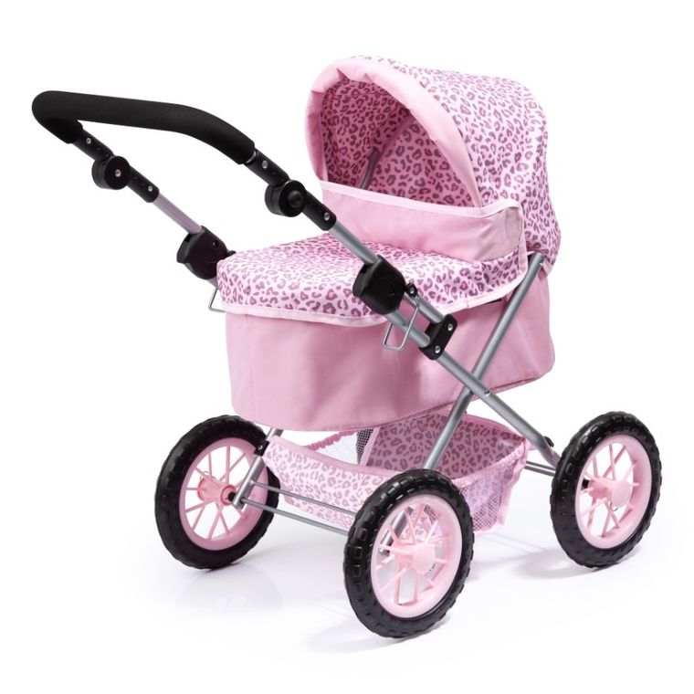 Bayer Design, Trendy, głęboki wózek dla lalek z torbą, różowa panterka