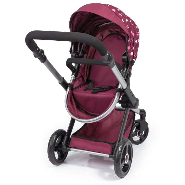 Bayer Design, Xeo Combi, głęboki wózek dla lalek z torbą, bordowy