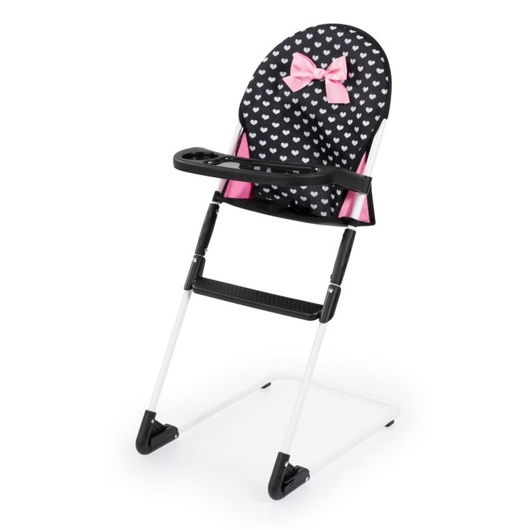 Bayer Design, zestaw podróżny dla lalek: łóżeczko turystyczne, krzesełko do karmienia, mata, torba, akcesoria, czarno-różowy