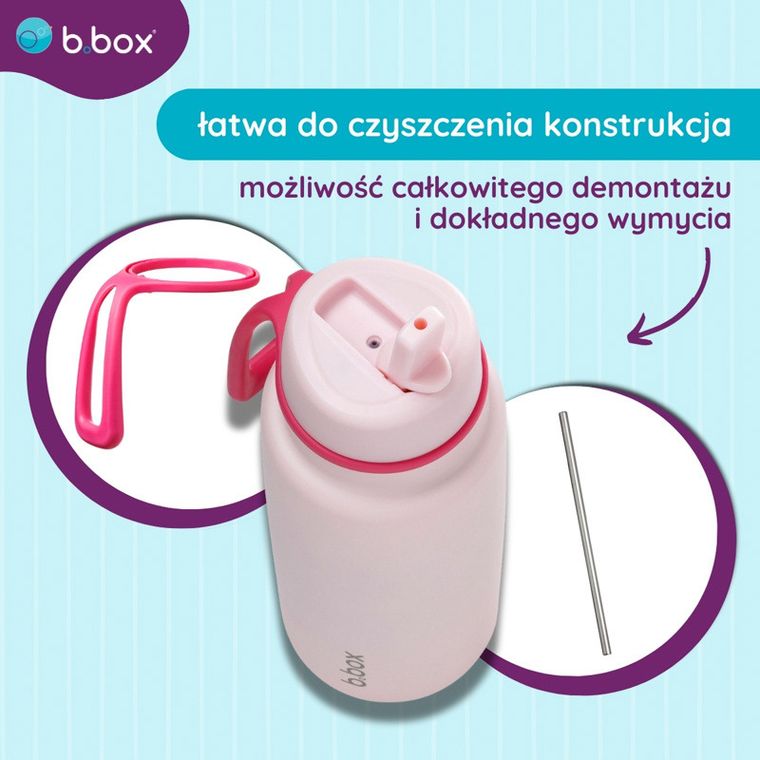 b.box, Pink Paradise, butelka termiczna ze składanym ustnikiem, stal nierdzewna, 1l