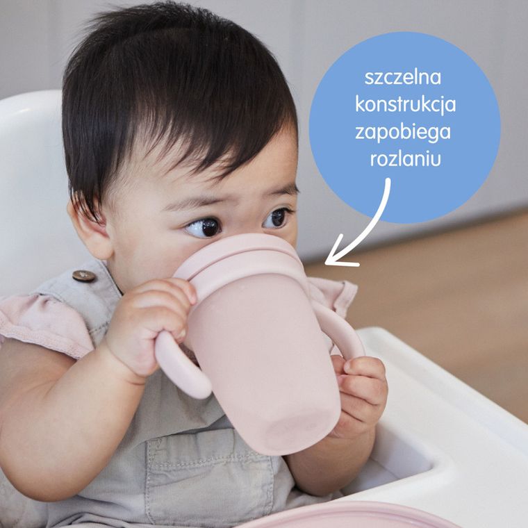b.box, silikonowy kubek z ustnikiem, różowy