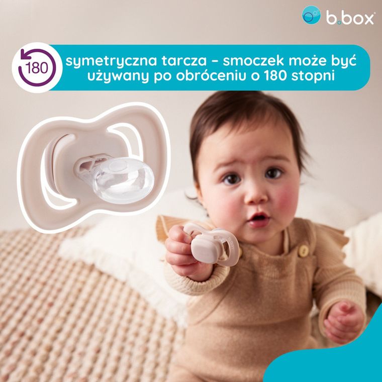 b.box, smoczek symetryczny, 6m+, róż/latte, 2 szt.