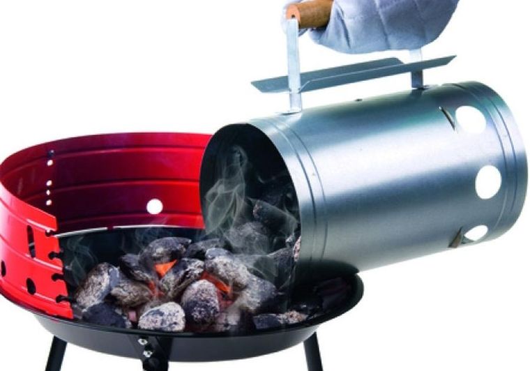 BBQ Line, komin rozpalacz do grilla, z drewnianą rączką, wys. 27,5 cm