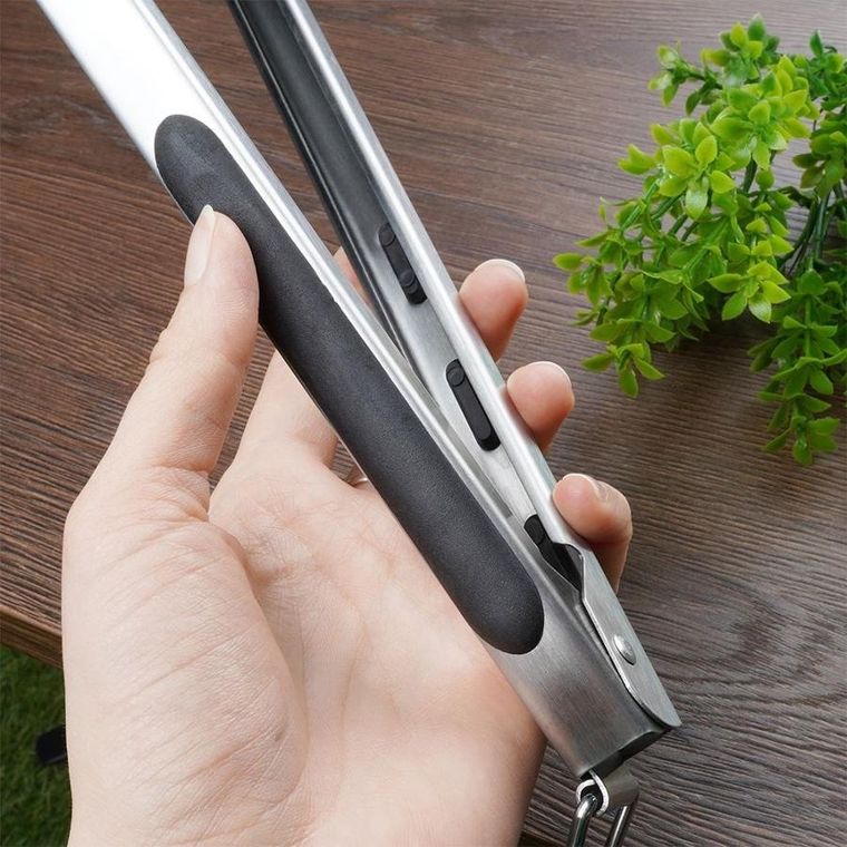 BBQ, szczypce grillowe, stalowe, 39 cm