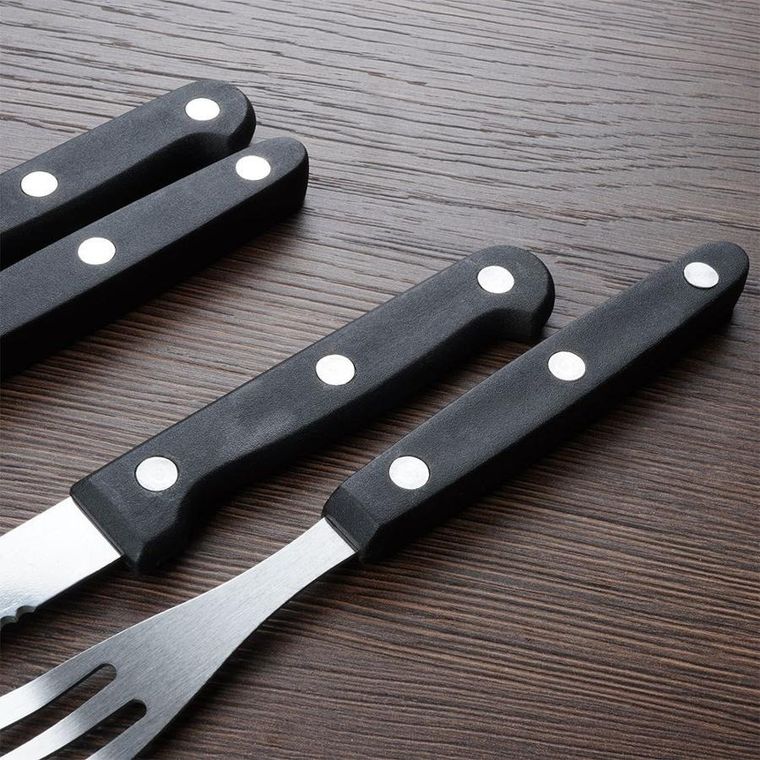 BBQ, sztućce do steków i burgerów, stalowe, 8 elementów