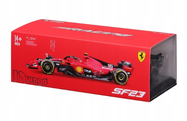 Bburago, Ferrari F1 Sf-23 #55 Carlos Sainz, bolid wyścigowy, 1:24