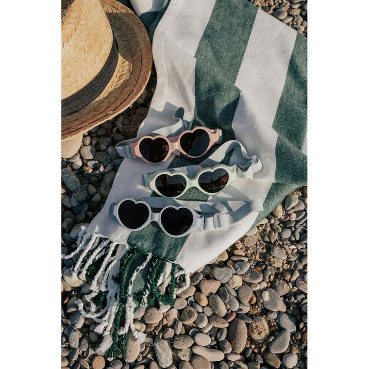 Beaba, Baby heart, okulary przeciwsłoneczne dla dzieci z elastyczną opaską, cotton candy, 0-9 m