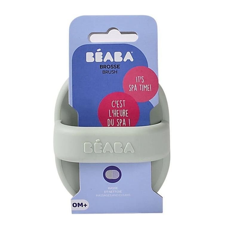 Beaba, silikonowa szczoteczka do mycia i masażu dziecka, Misty green