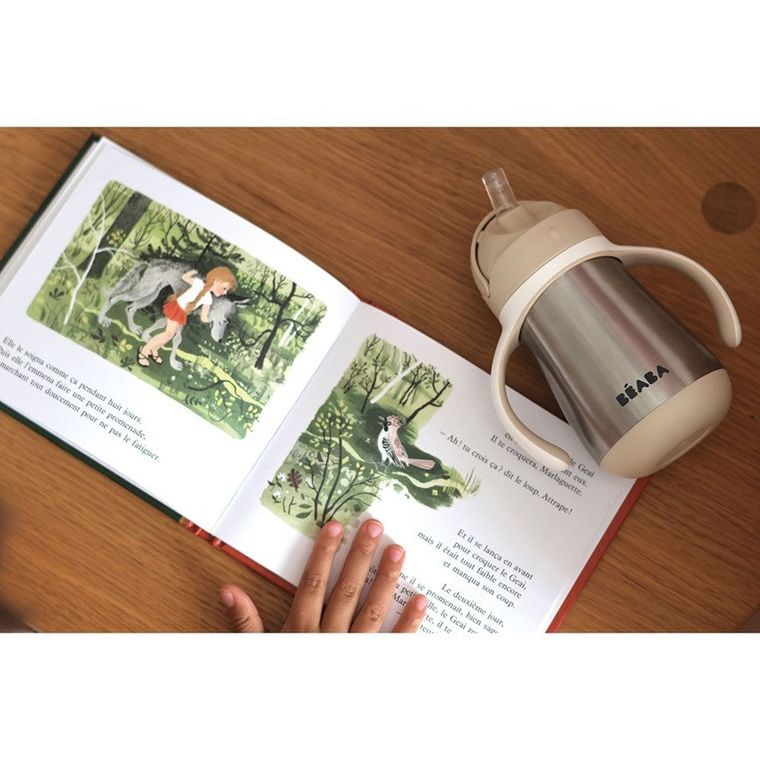 Beaba, termiczny bidon niekapek ze słomką, clay earth, 250 ml