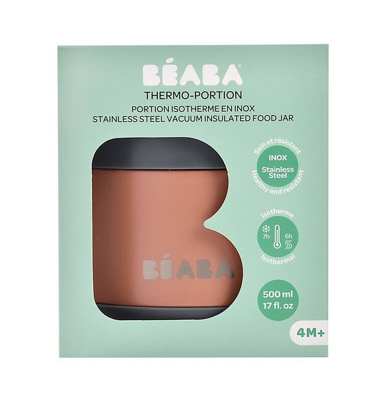Beaba, termos obiadowy ze stali nierdzewnej, Mineral Grey/Terracotta, 500 ml